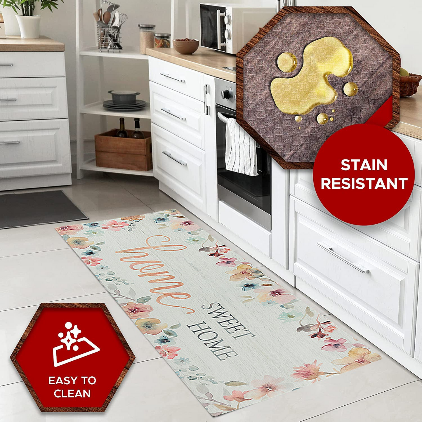 20" x 55" Chic Anti-Fatigue Memory Foam Kitchen Runner Mat (Home Sweet Home)