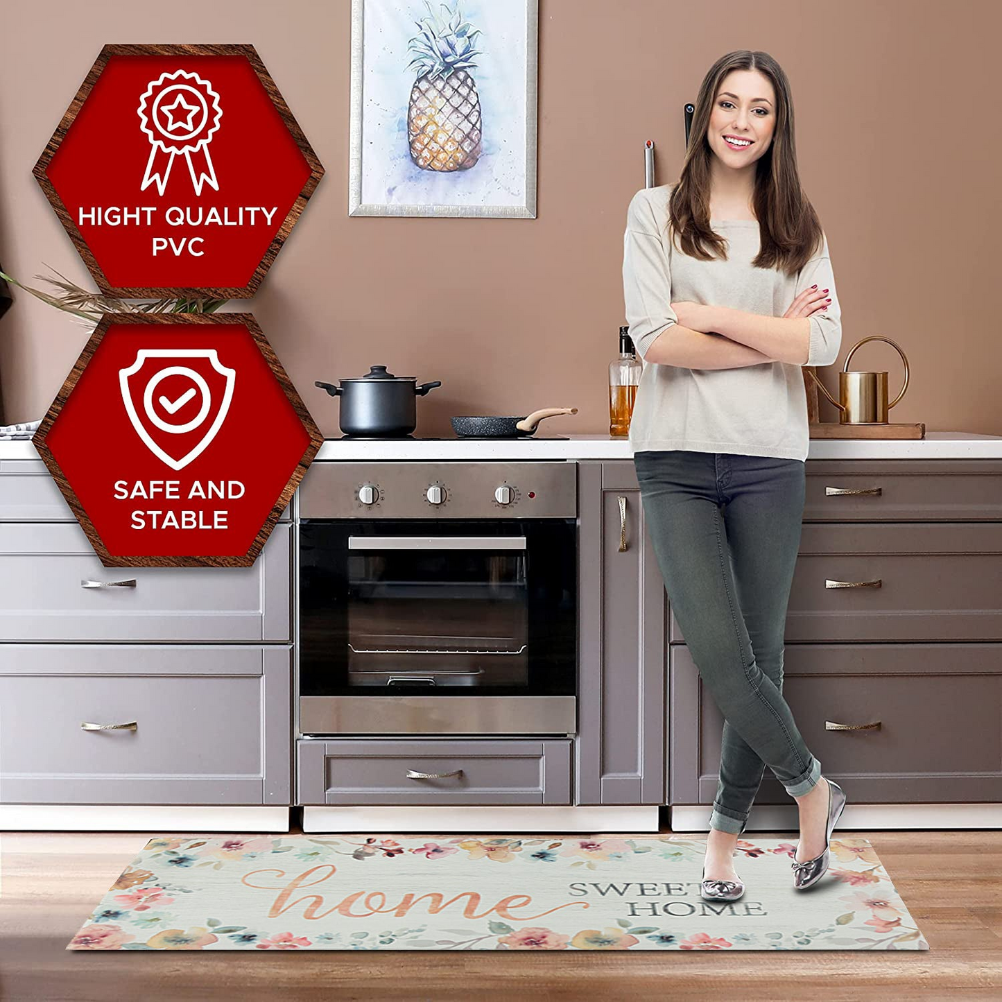 20" x 55" Chic Anti-Fatigue Memory Foam Kitchen Runner Mat (Home Sweet Home)