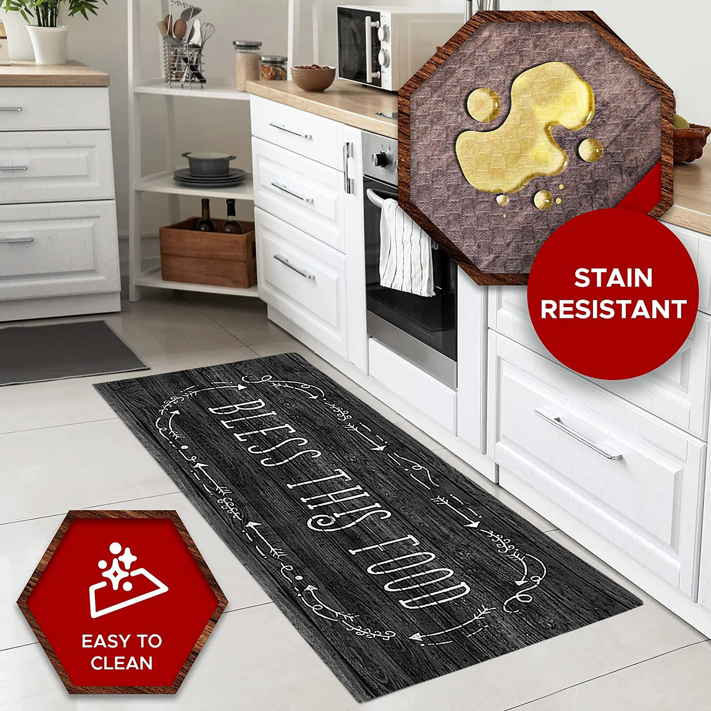 20"x55" Oversized Cushioned Anti-Fatigue Kitchen Runner Mat (Bless This Food)