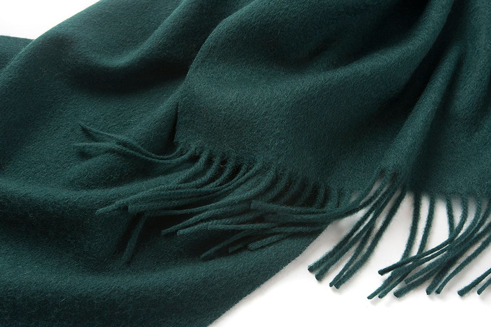 Lambswool Scarf Woven Plain Bottle Green