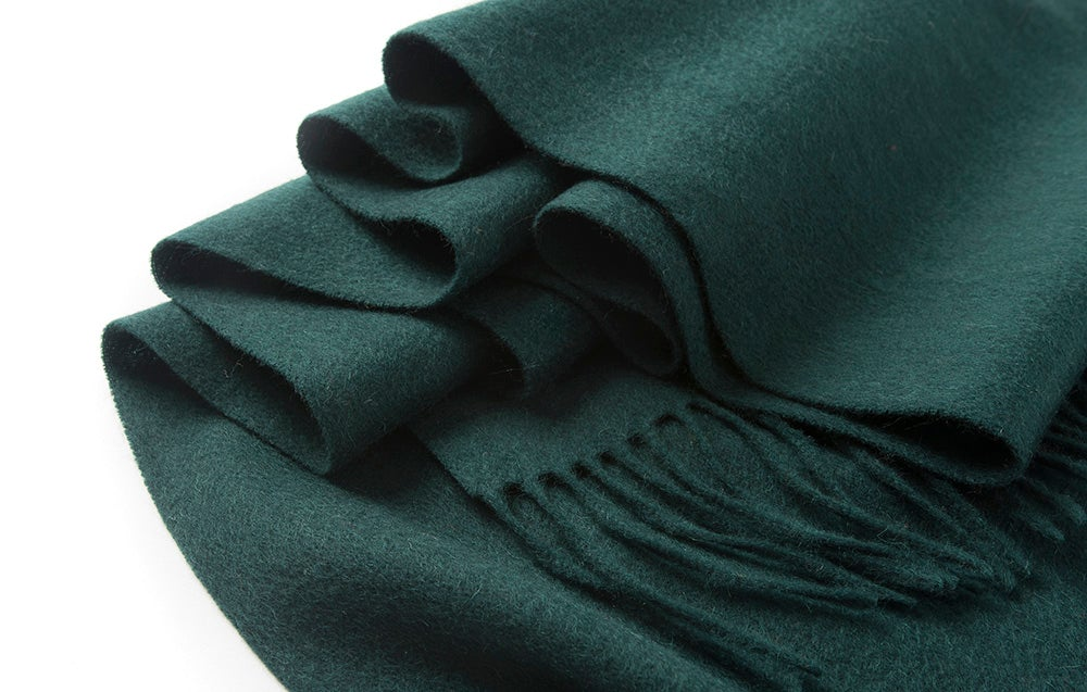 Lambswool Scarf Woven Plain Bottle Green