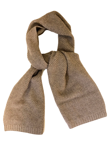 Heavy Seed stitch knitted Cashmere Scarf Milkyway Camel