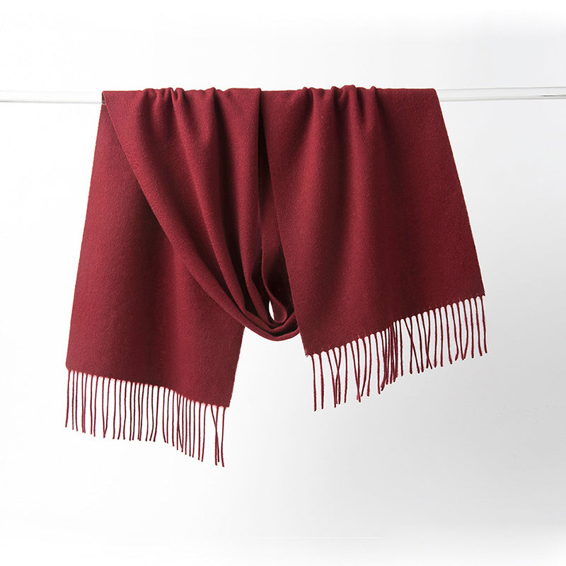 Lambswool Scarf Woven Plain Bordeaux