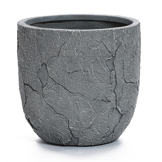 Crackle Gray MgO 14.6" Round Planter