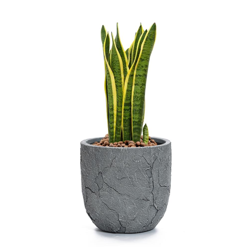 Crackle Gray MgO 14.6" Round Planter