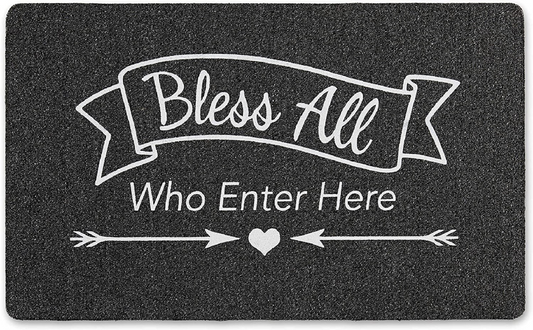 ''Bless All'' Outdoor Rubber Doormat 18" x 30"