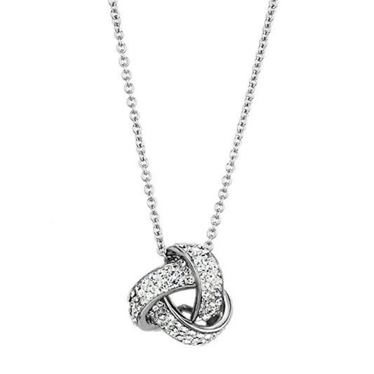 3W408 - Rhodium Brass Necklace with Top Grade Crystal  in Clear