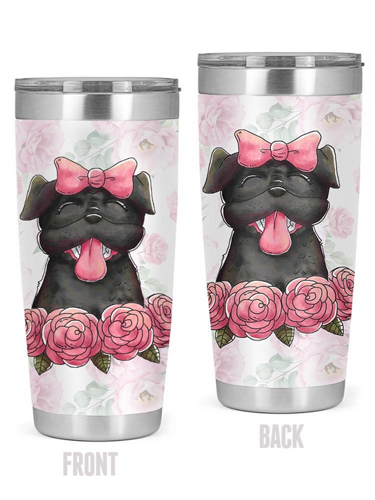 Pug Dog With Flowers Tumbler -SPIdeals Designs