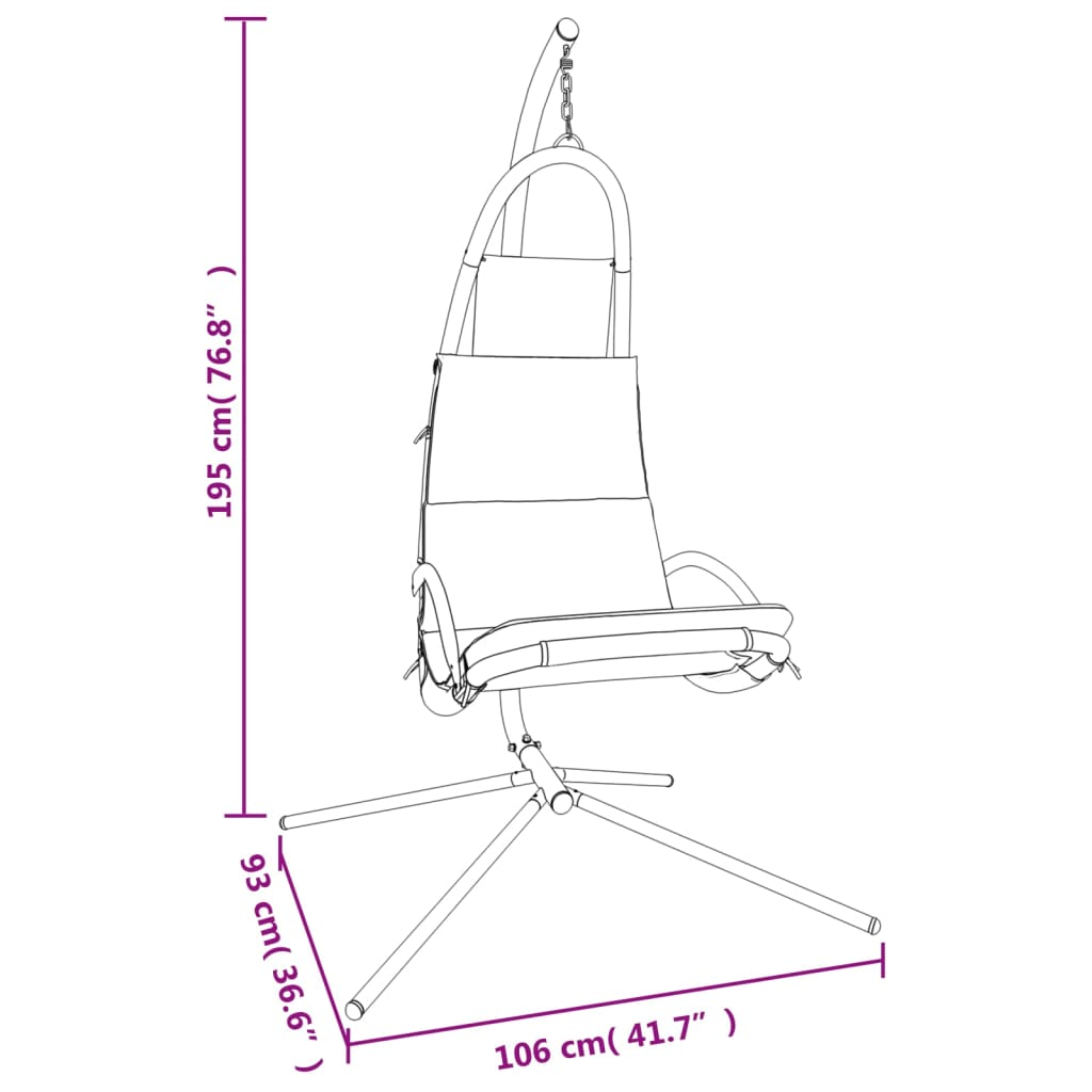 vidaXL Garden Swing Chair with Cushion Dark Gray Oxford Fabric&Steel