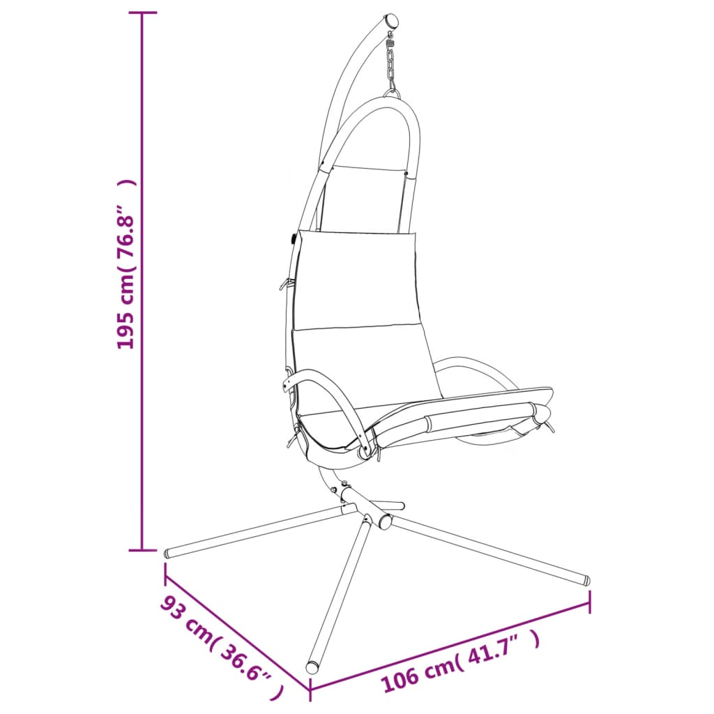 vidaXL Garden Swing Chair with Cushion Cream Oxford Fabric and Steel