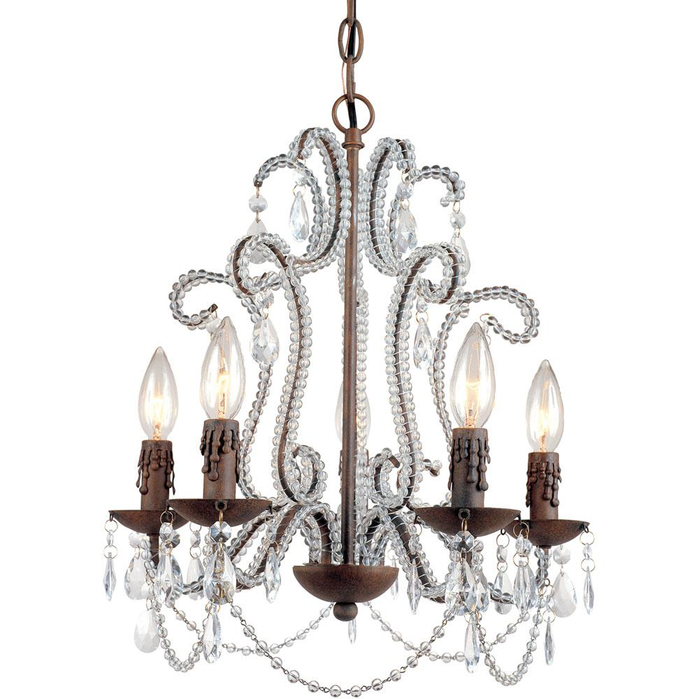 Beloved Mini Chandelier, 5-60W Candle Bulbs, 17