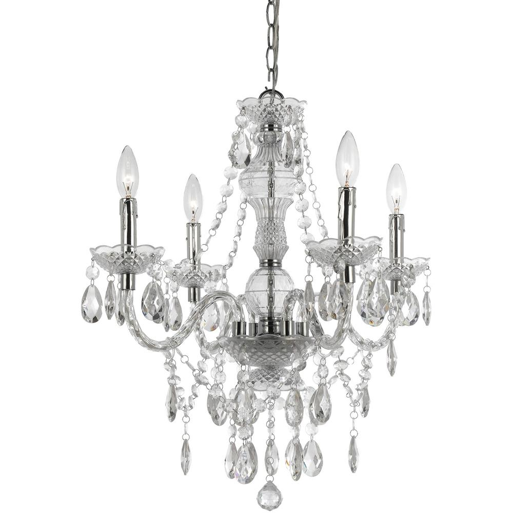 Naples Mini Chandelier, 4-60W Candle Bulbs, 23