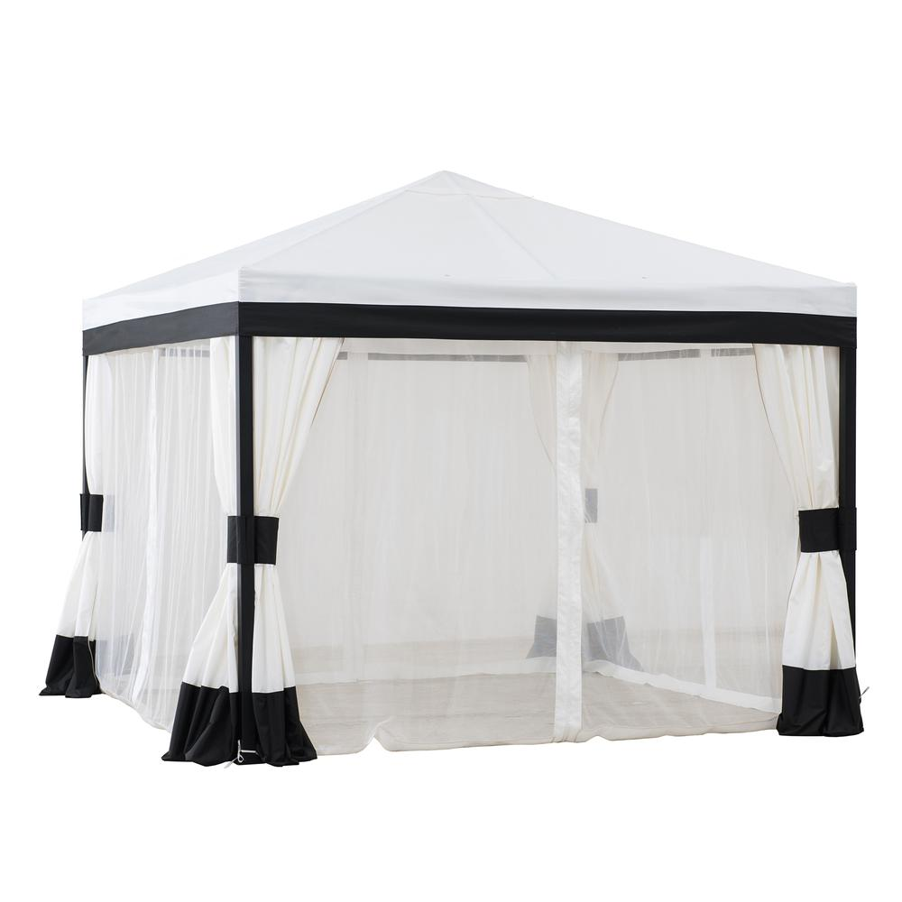 10 ft. x 10 ft. Black and White Steel Gazebo