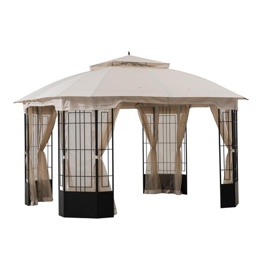 Sunjoy Patio Steel Frame 11 x 13ft 2 Tier Soft Top Octagon Gazebo