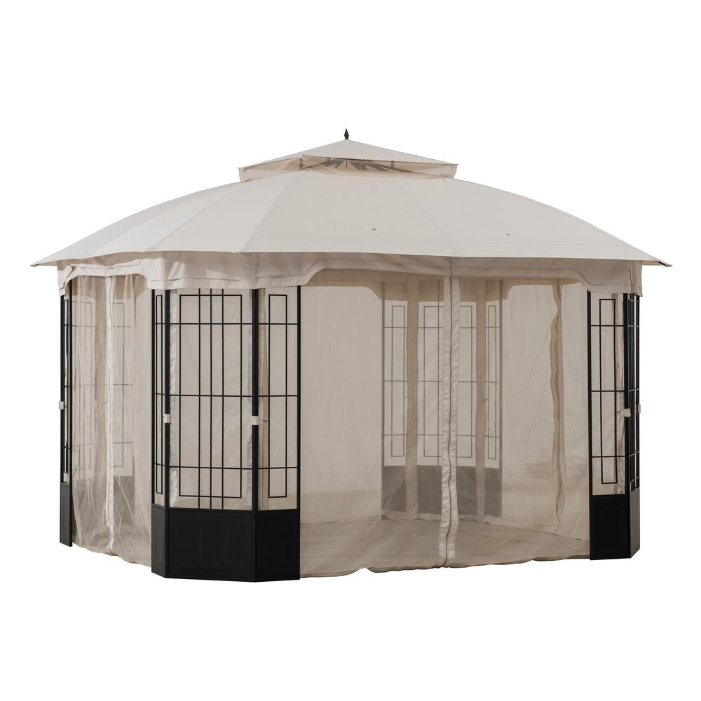 Sunjoy Patio Steel Frame 11 x 13ft 2 Tier Soft Top Octagon Gazebo