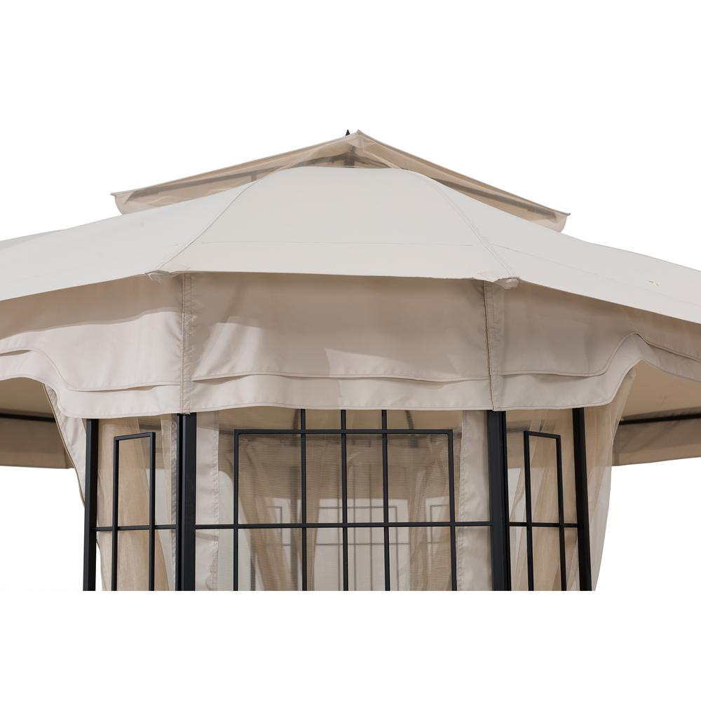 Sunjoy Patio Steel Frame 11 x 13ft 2 Tier Soft Top Octagon Gazebo