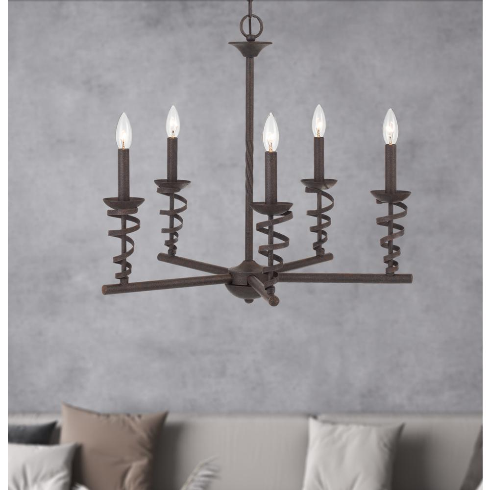 Forbach metal chandelier (Edison Bulbs are included), Texture black