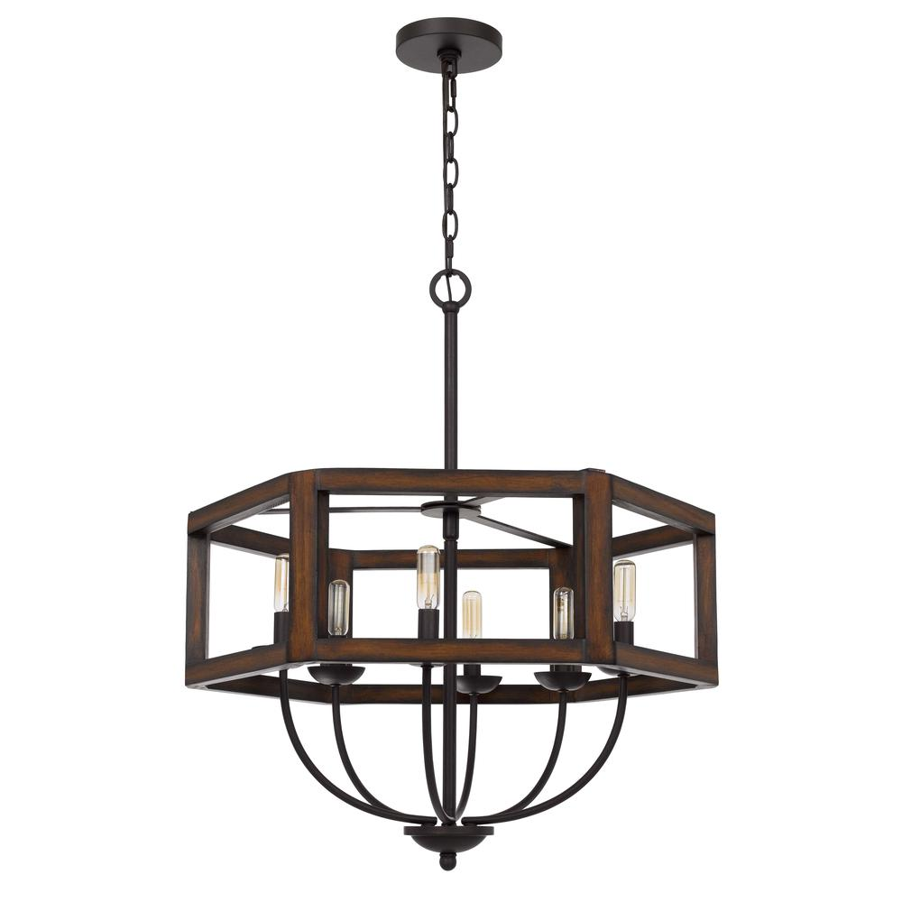 Renton hexagon rubber wood / metal chandelier