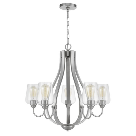 Newport metal chandelier with glass shades