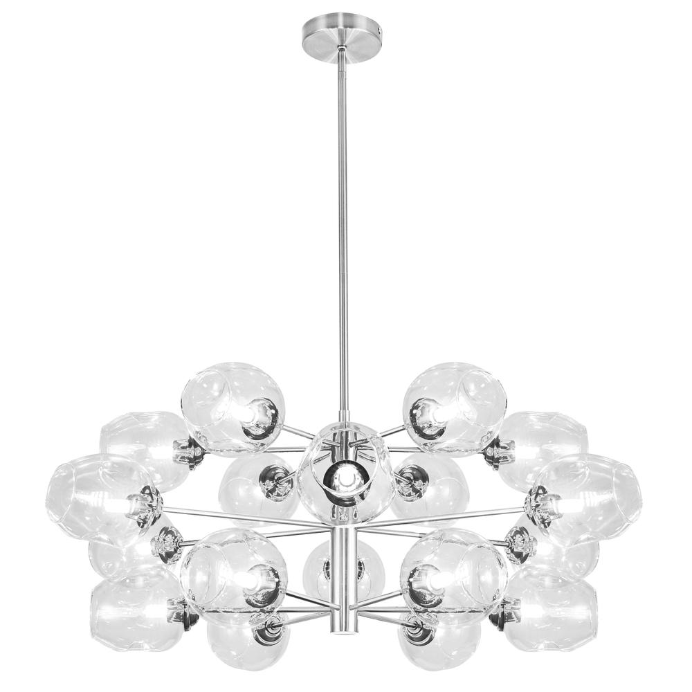 Silver Chandelier, PC, CLR Glass, 18LT Halogen