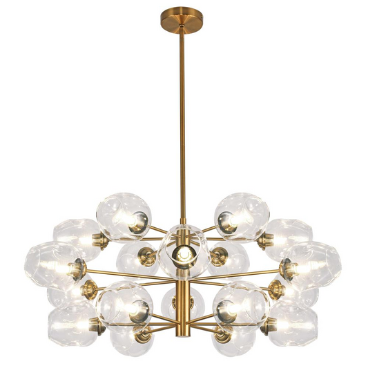 Gold Chandelier, VB, CLR Glass 18LT Halogen