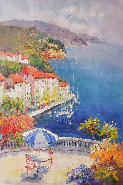 Knife Art Umbrella Mediterranean Painting