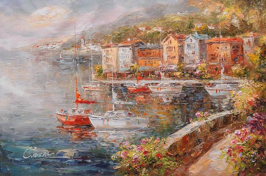 Mediterranean Bank River Knife Art Painting