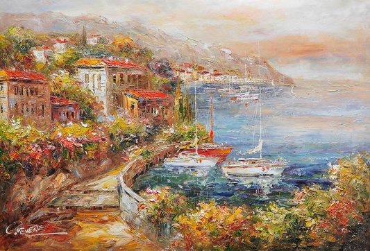 Mediterranean Bushes Knife Art Painting