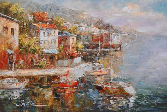 Town Mediterranean Knife Art Painting