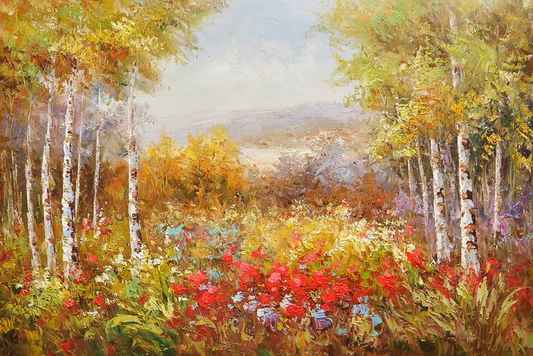 Knife Flower Red Landscape Art Painting