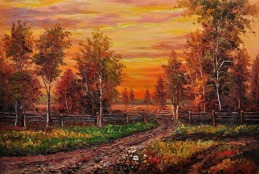 Tree Field Knife Art Landscape Painting