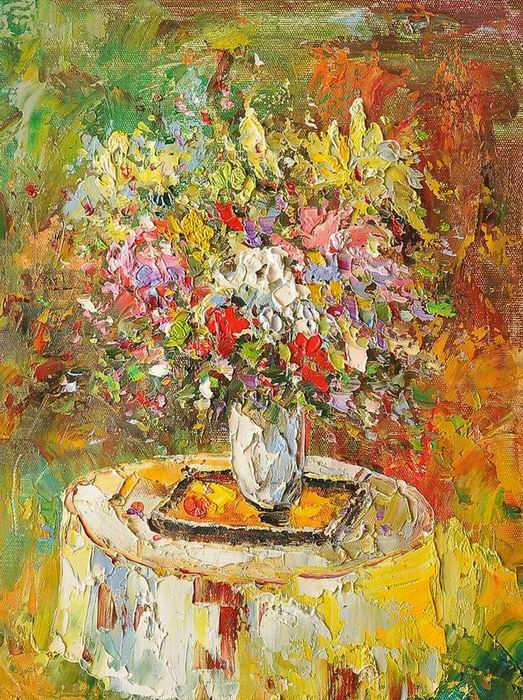 Knife Yellow  Brown Art Flower Painting Set