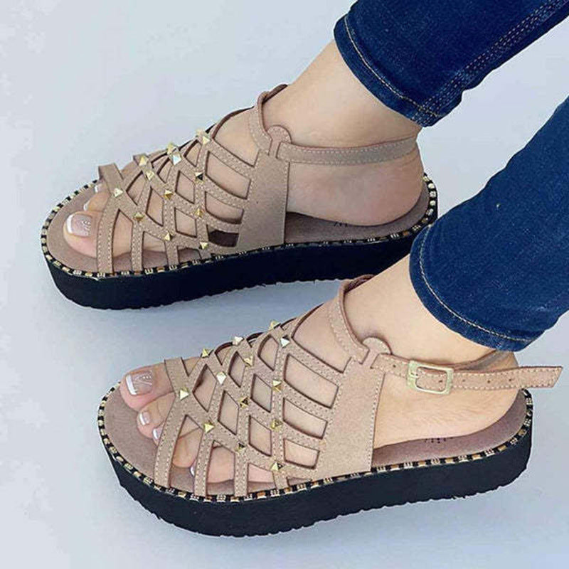 Thick Sole Rivet Roman Sandals