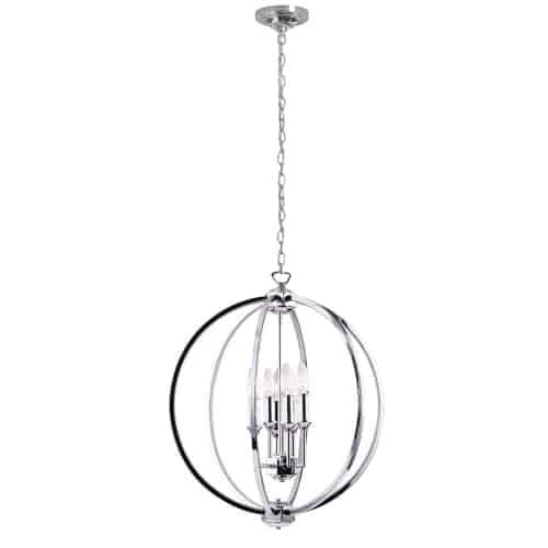 6LT Chandelier, Polished Chrome,Jewelled Accents