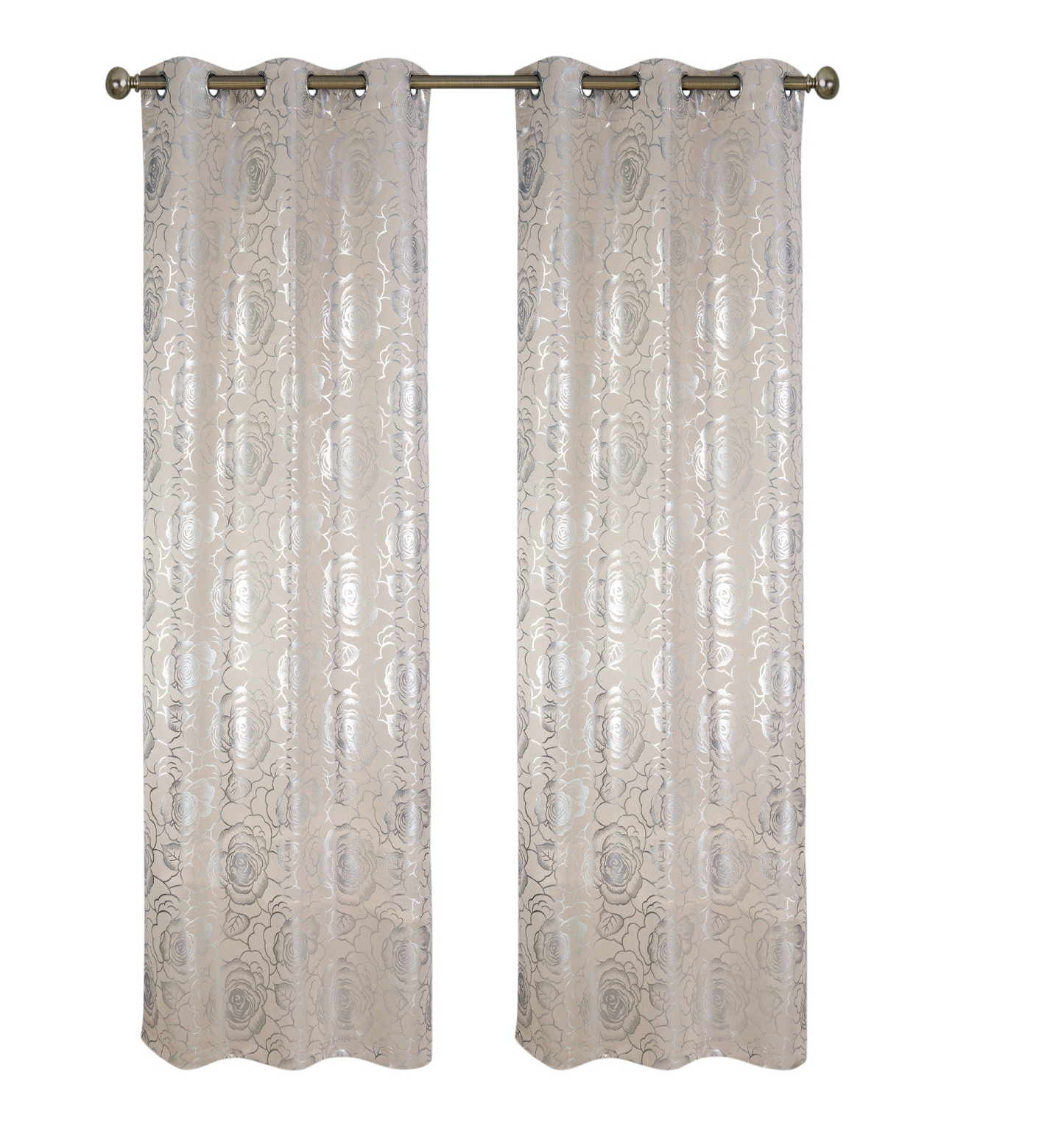 Floral Metallic  Blackout Thermal Grommet Curtain Panels (Set of 2)