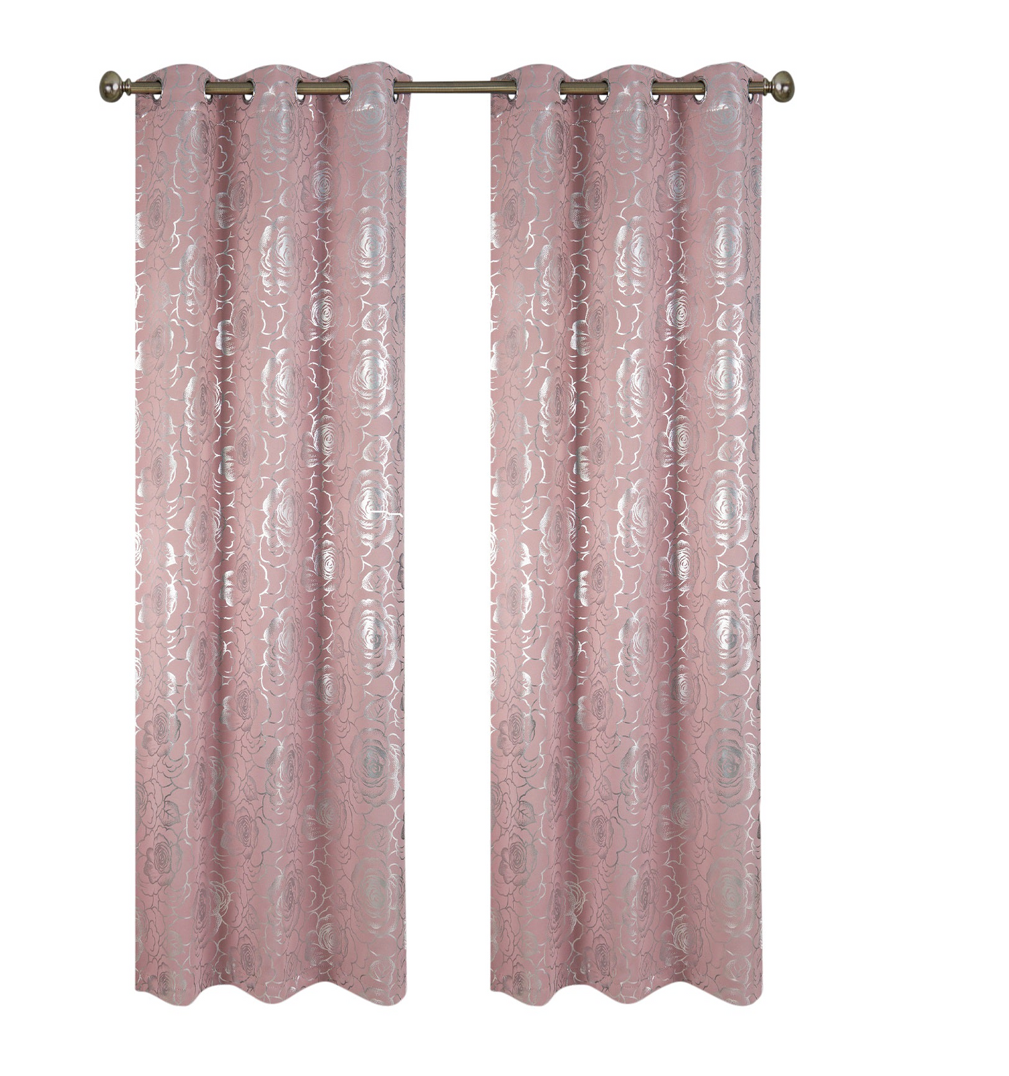 Floral Metallic  Blackout Thermal Grommet Curtain Panels (Set of 2)