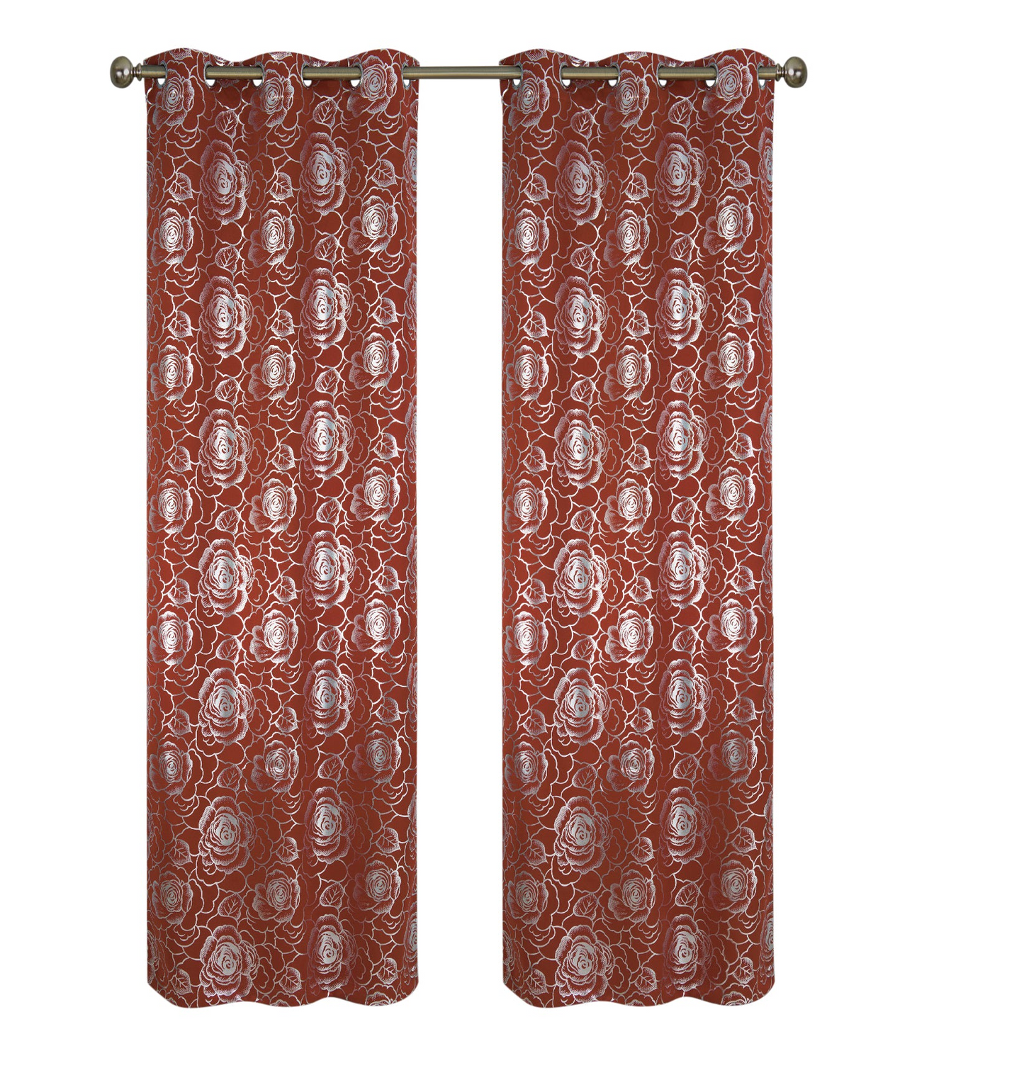 Floral Metallic  Blackout Thermal Grommet Curtain Panels (Set of 2)