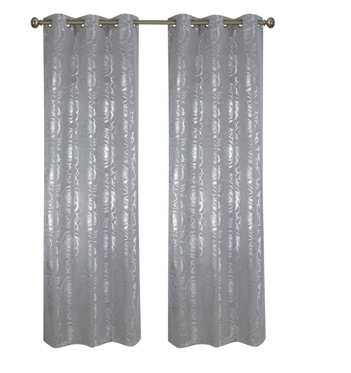 Floral Metallic  Blackout Thermal Grommet Curtain Panels (Set of 2)