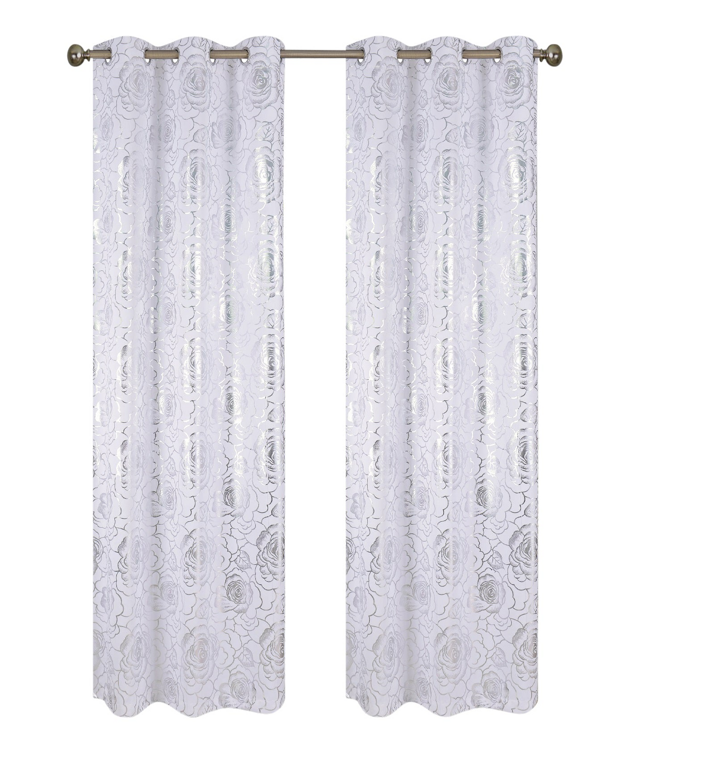 Floral Metallic  Blackout Thermal Grommet Curtain Panels (Set of 2)