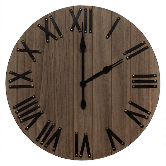 Handsome 21" Rustic Farmhouse Wood Wall Clock, Restored Wood