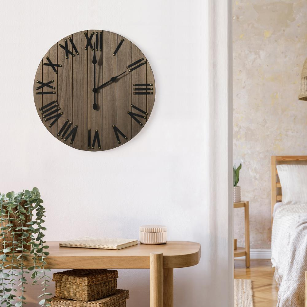 Handsome 21" Rustic Farmhouse Wood Wall Clock, Restored Wood