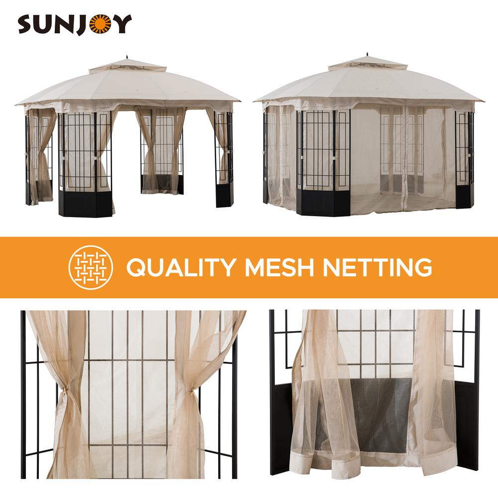 Sunjoy Patio Steel Frame 11 x 13ft 2 Tier Soft Top Octagon Gazebo