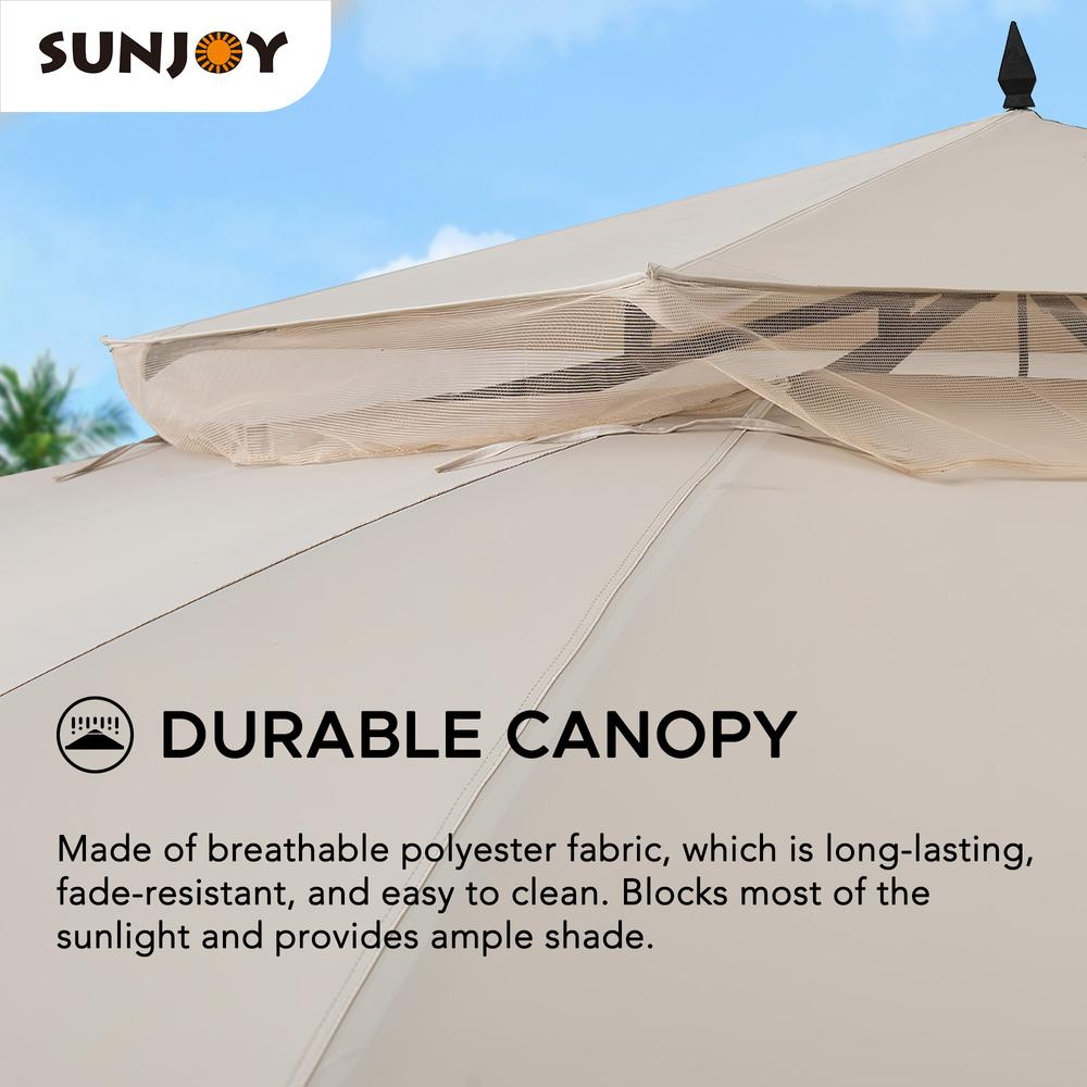 Sunjoy Patio Steel Frame 11 x 13ft 2 Tier Soft Top Octagon Gazebo