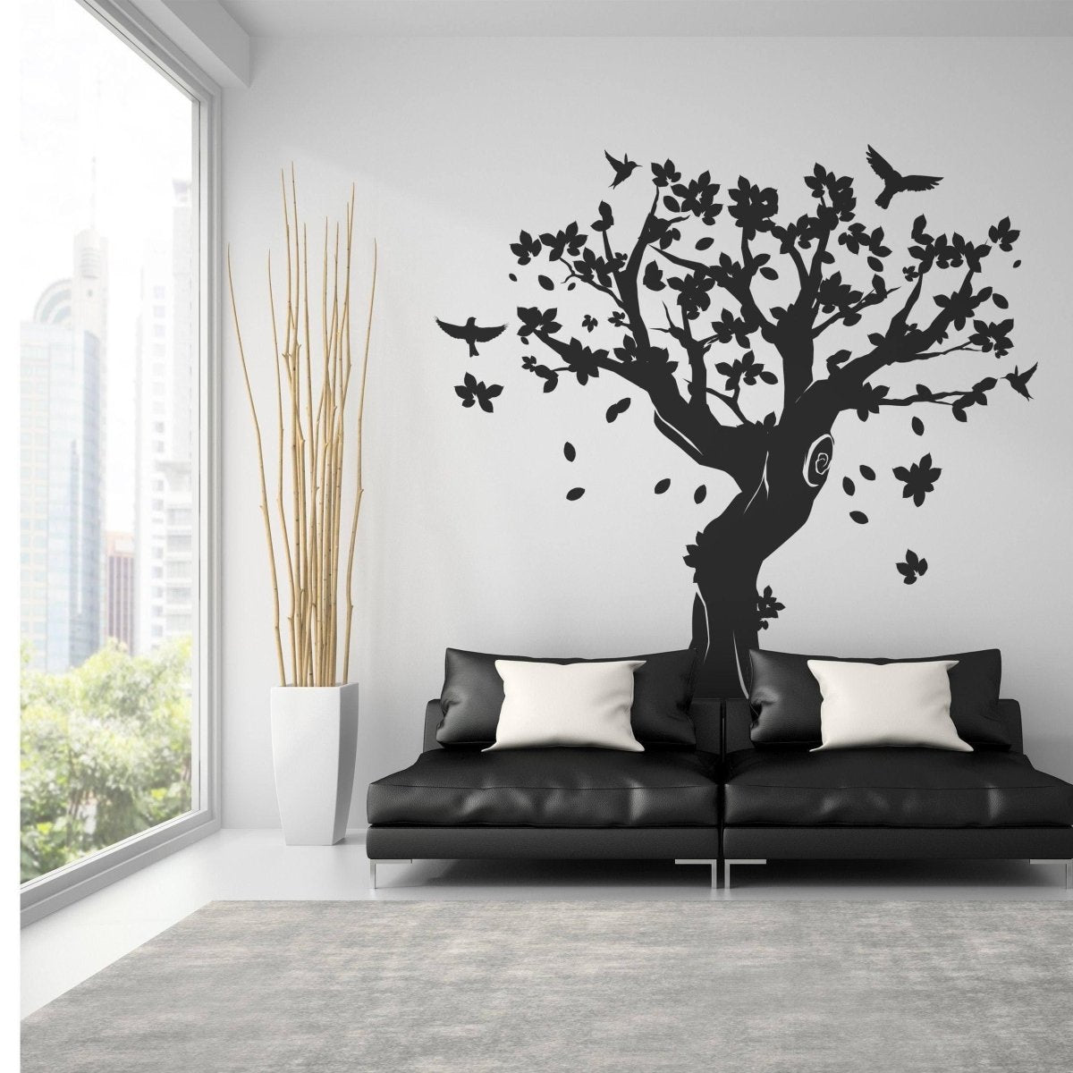 Contemporary Tree Wall Art Sticker - Decorative Vinyl Decal for Interior Design