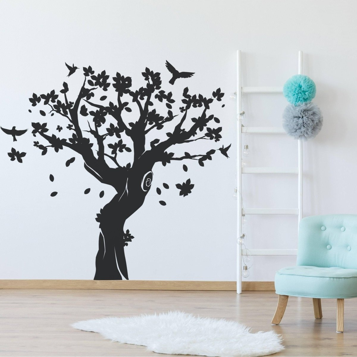 Contemporary Tree Wall Art Sticker - Decorative Vinyl Decal for Interior Design