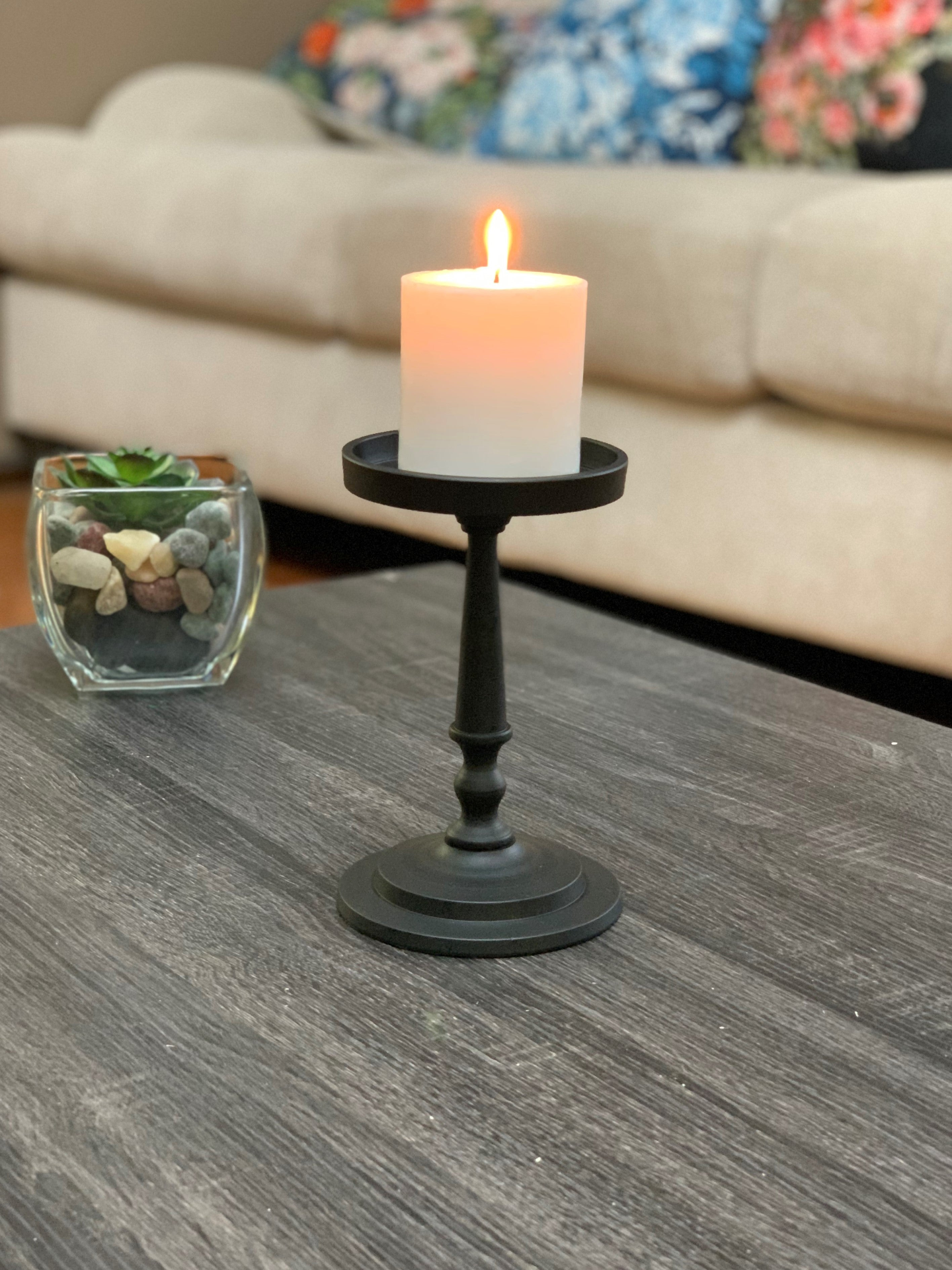 Vibhsa Pillar Candle Holder - Matte Black (7"H)