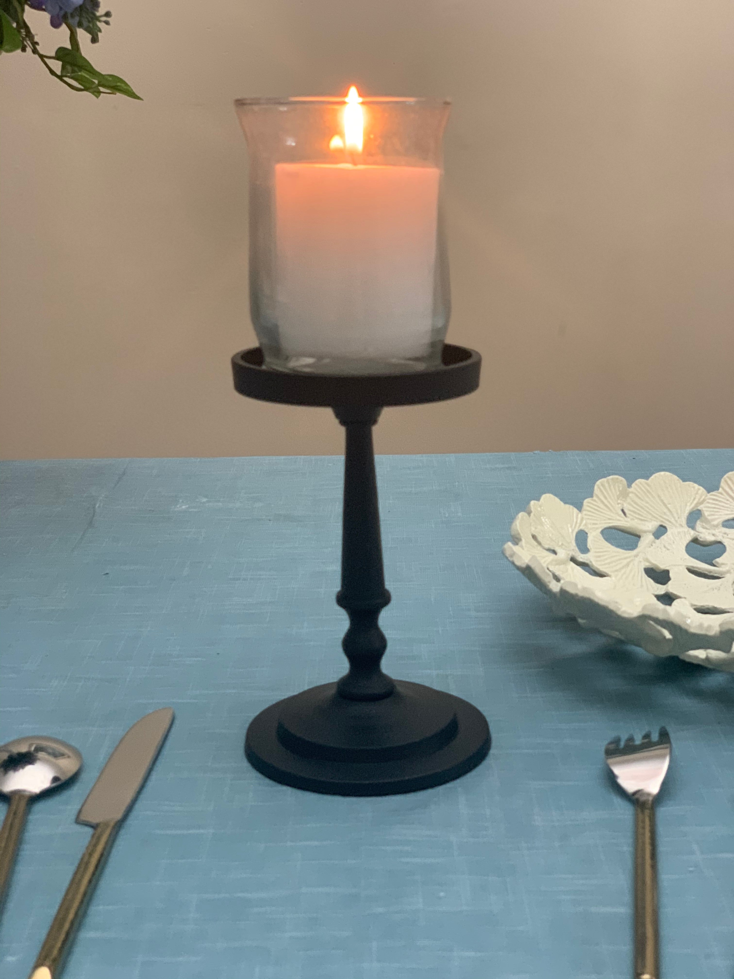 Vibhsa Pillar Candle Holder - Matte Black (7"H)