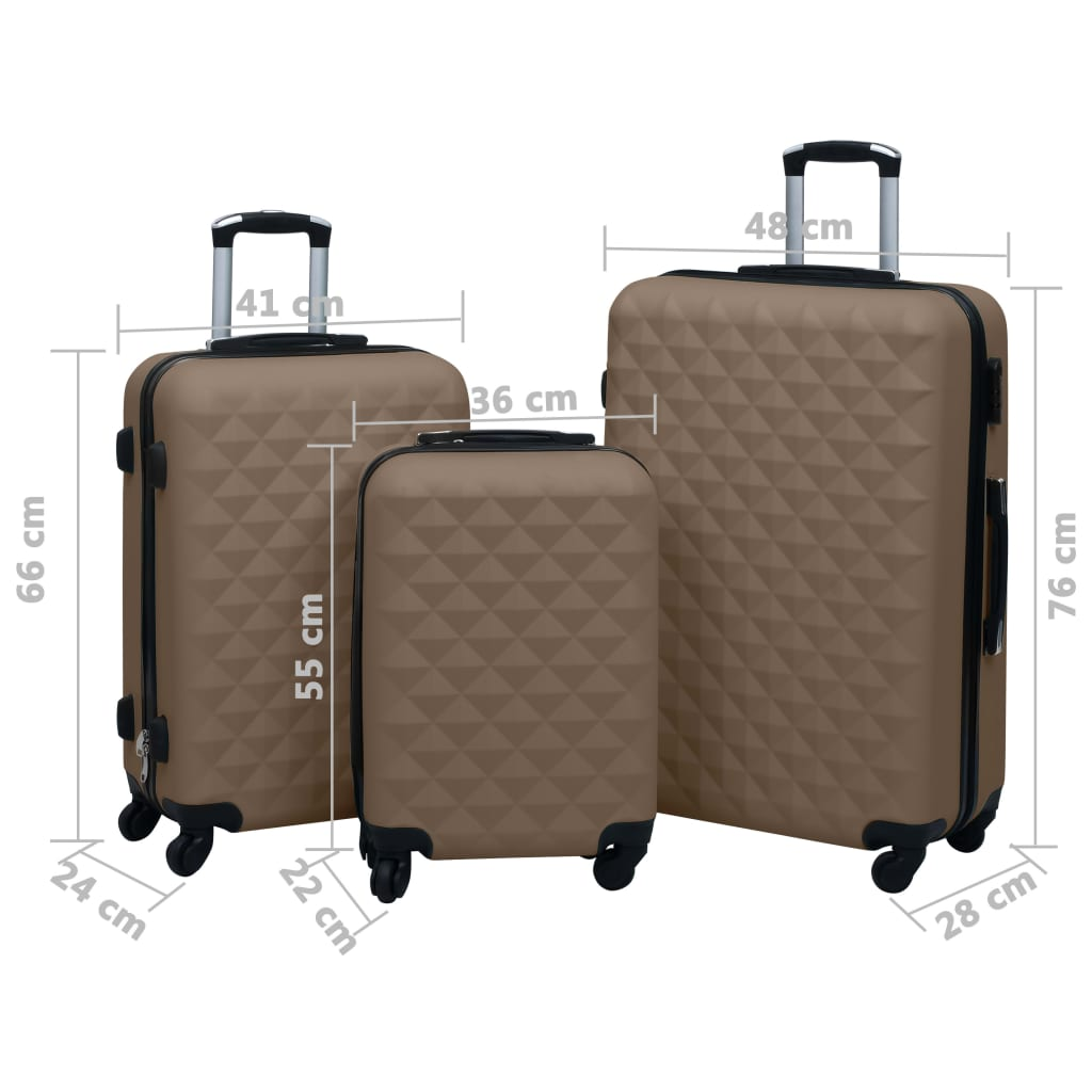 vidaXL Hardcase Trolley Set 3 pcs Brown ABS