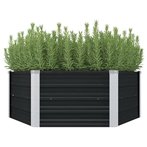 vidaXL Raised Garden Bed Anthracite 50.8"x50.8"x17.7" Galvanized Steel 5723