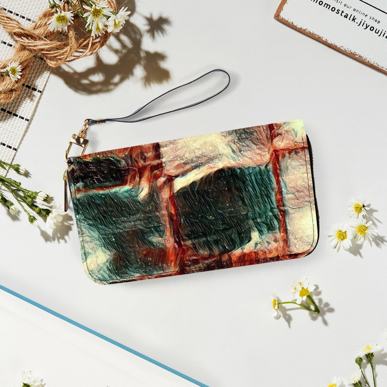 PU Leather Strap Zipper Wallet